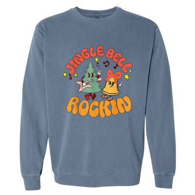 Funny Christmas Retro Music Jingle Bell Rock Rockin Xmas Garment-Dyed Sweatshirt