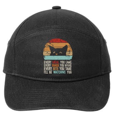 Funny Cat Retro Cat Owner Cat Humor Cat Lover Cat 7-Panel Snapback Hat