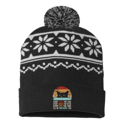 Funny Cat Retro Cat Owner Cat Humor Cat Lover Cat USA-Made Snowflake Beanie