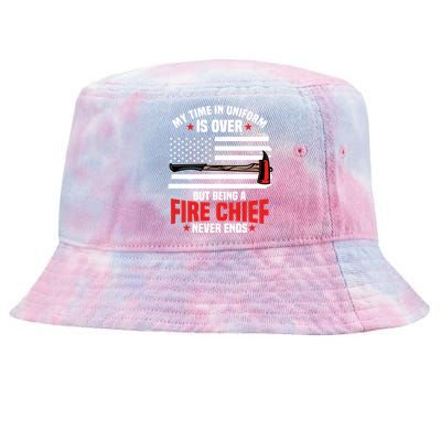 Fire Chief Retired Firefighter Retiret Plan Fire Gift Tie-Dyed Bucket Hat