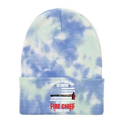 Fire Chief Retired Firefighter Retiret Plan Fire Gift Tie Dye 12in Knit Beanie