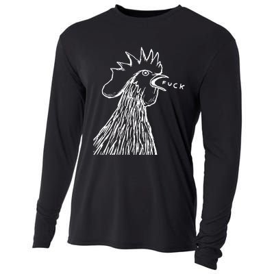 Funny Chicken Rooster Saying Fuck Cooling Performance Long Sleeve Crew