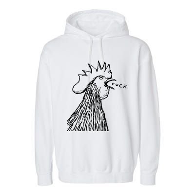 Funny Chicken Rooster Saying Fuck Garment-Dyed Fleece Hoodie