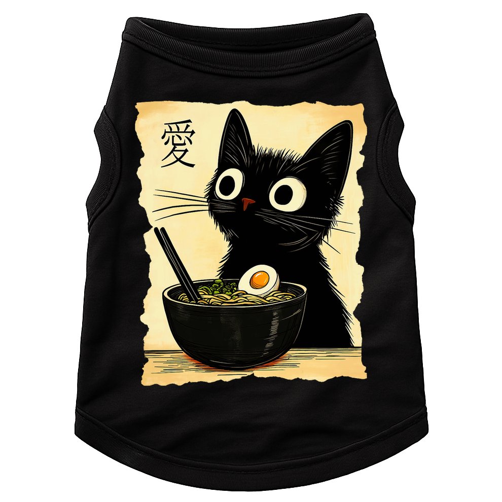 Funny Cat Ramen Graphic Japanese Kawaii Anime Cat Doggie Tank