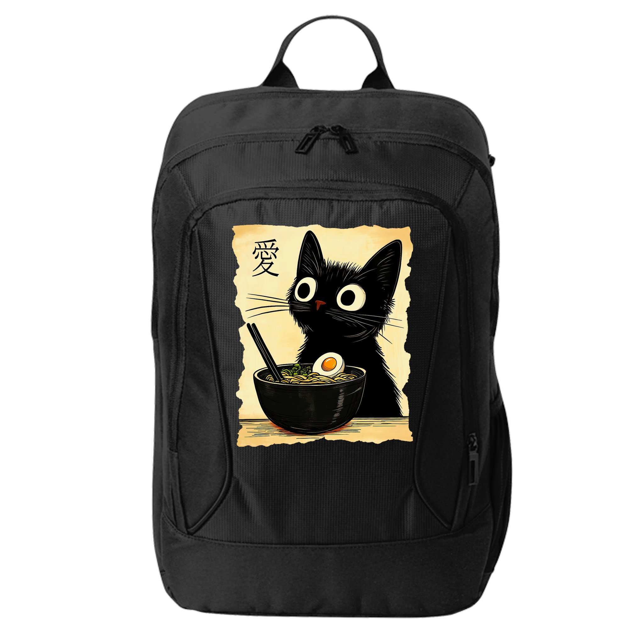 Funny Cat Ramen Graphic Japanese Kawaii Anime Cat City Backpack