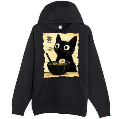Funny Cat Ramen Graphic Japanese Kawaii Anime Cat Premium Pullover Hoodie