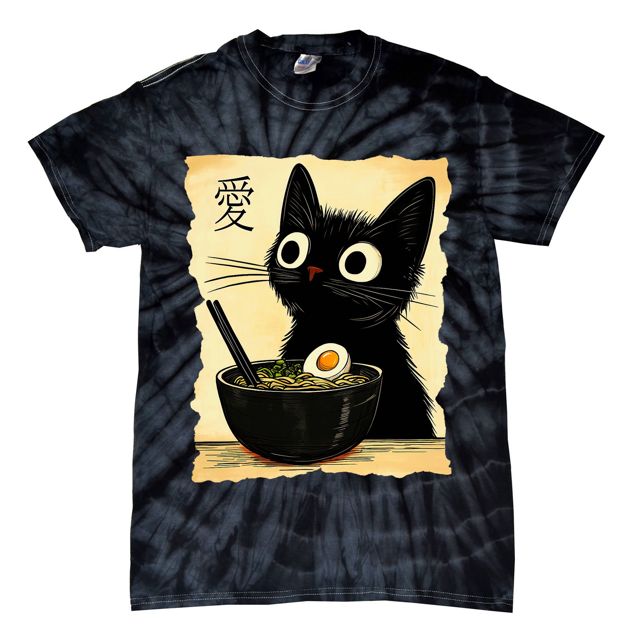 Funny Cat Ramen Graphic Japanese Kawaii Anime Cat Tie-Dye T-Shirt