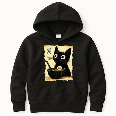 Funny Cat Ramen Graphic Japanese Kawaii Anime Cat Kids Hoodie