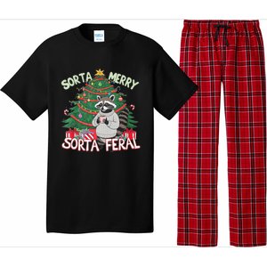 Funny Christmas Raccoon Sorta Merry Sorta Santa Feral Xmas Pajama Set