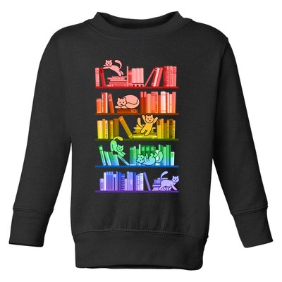 Funny Colorful Rainbow Library Cats Toddler Sweatshirt