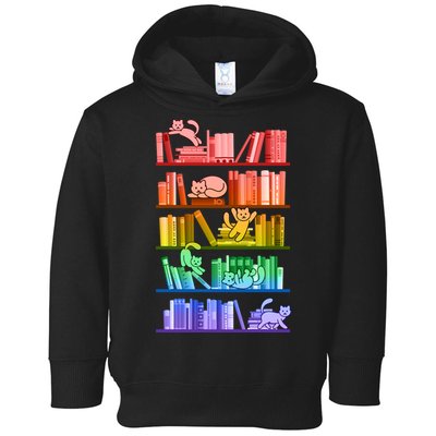 Funny Colorful Rainbow Library Cats Toddler Hoodie
