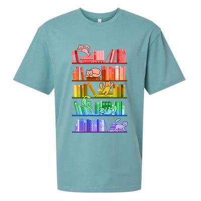 Funny Colorful Rainbow Library Cats Sueded Cloud Jersey T-Shirt