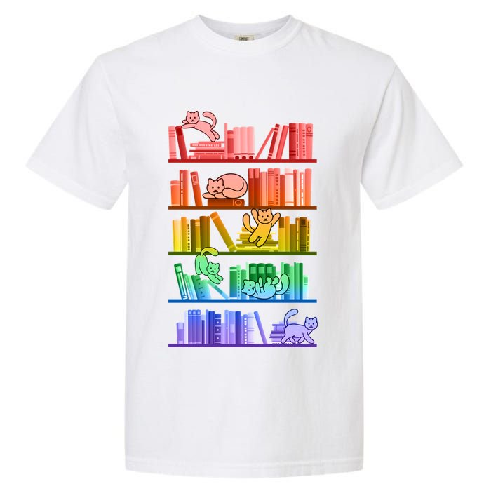 Funny Colorful Rainbow Library Cats Garment-Dyed Heavyweight T-Shirt