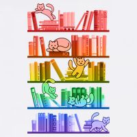 Funny Colorful Rainbow Library Cats Garment-Dyed Heavyweight T-Shirt