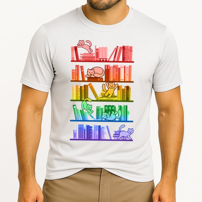 Funny Colorful Rainbow Library Cats Performance Shirt