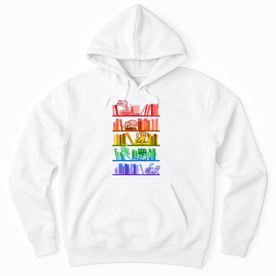Funny Colorful Rainbow Library Cats Hoodie