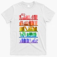 Funny Colorful Rainbow Library Cats T-Shirt