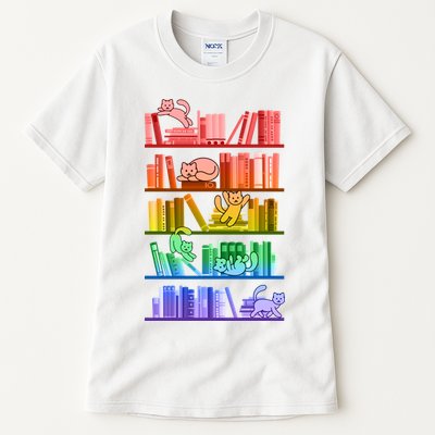 Funny Colorful Rainbow Library Cats Tall T-Shirt