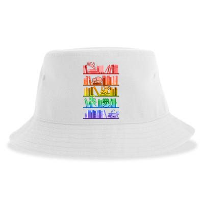 Funny Colorful Rainbow Library Cats Sustainable Bucket Hat