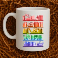Funny Colorful Rainbow Library Cats Mug