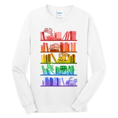 Funny Colorful Rainbow Library Cats Tall Long Sleeve T-Shirt