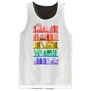 Funny Colorful Rainbow Library Cats Mesh Reversible Basketball Jersey Tank