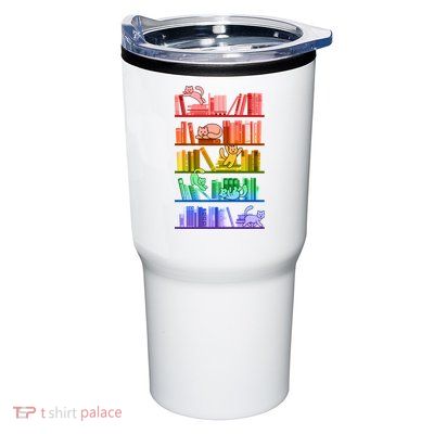 Funny Colorful Rainbow Library Cats Tumbler