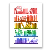 Funny Colorful Rainbow Library Cats Poster