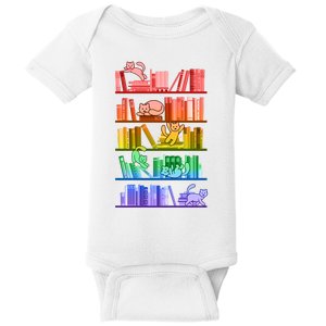 Funny Colorful Rainbow Library Cats Baby Bodysuit