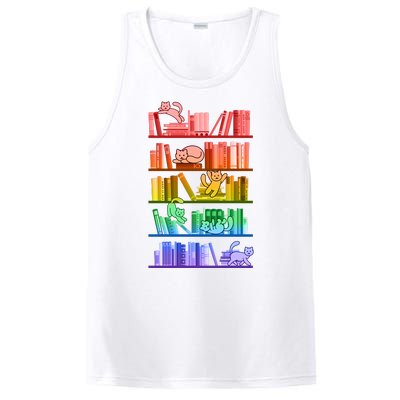 Funny Colorful Rainbow Library Cats PosiCharge Competitor Tank