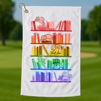 Funny Colorful Rainbow Library Cats Golf Towel