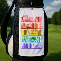 Funny Colorful Rainbow Library Cats Golf Towel