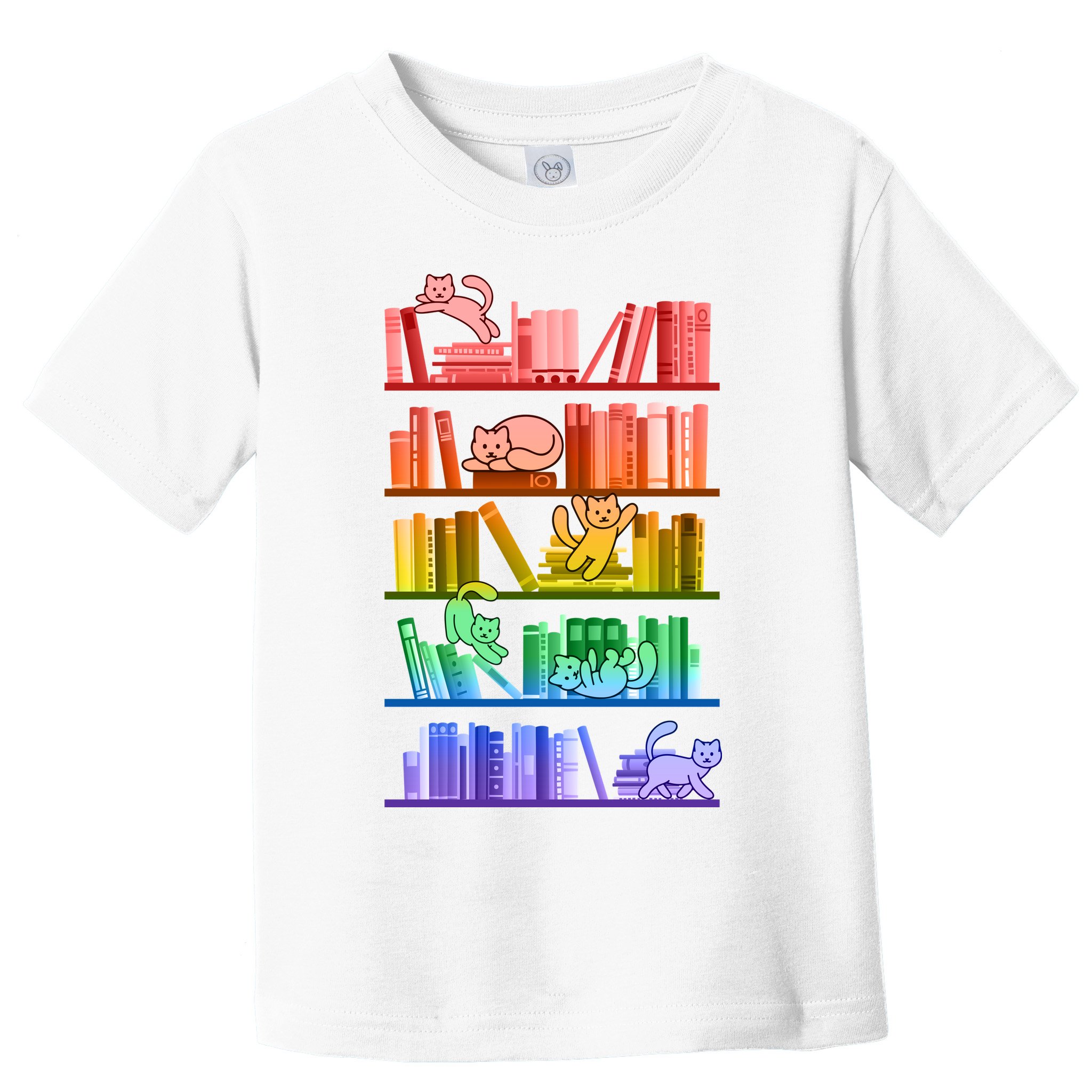 Funny Colorful Rainbow Library Cats Toddler T-Shirt