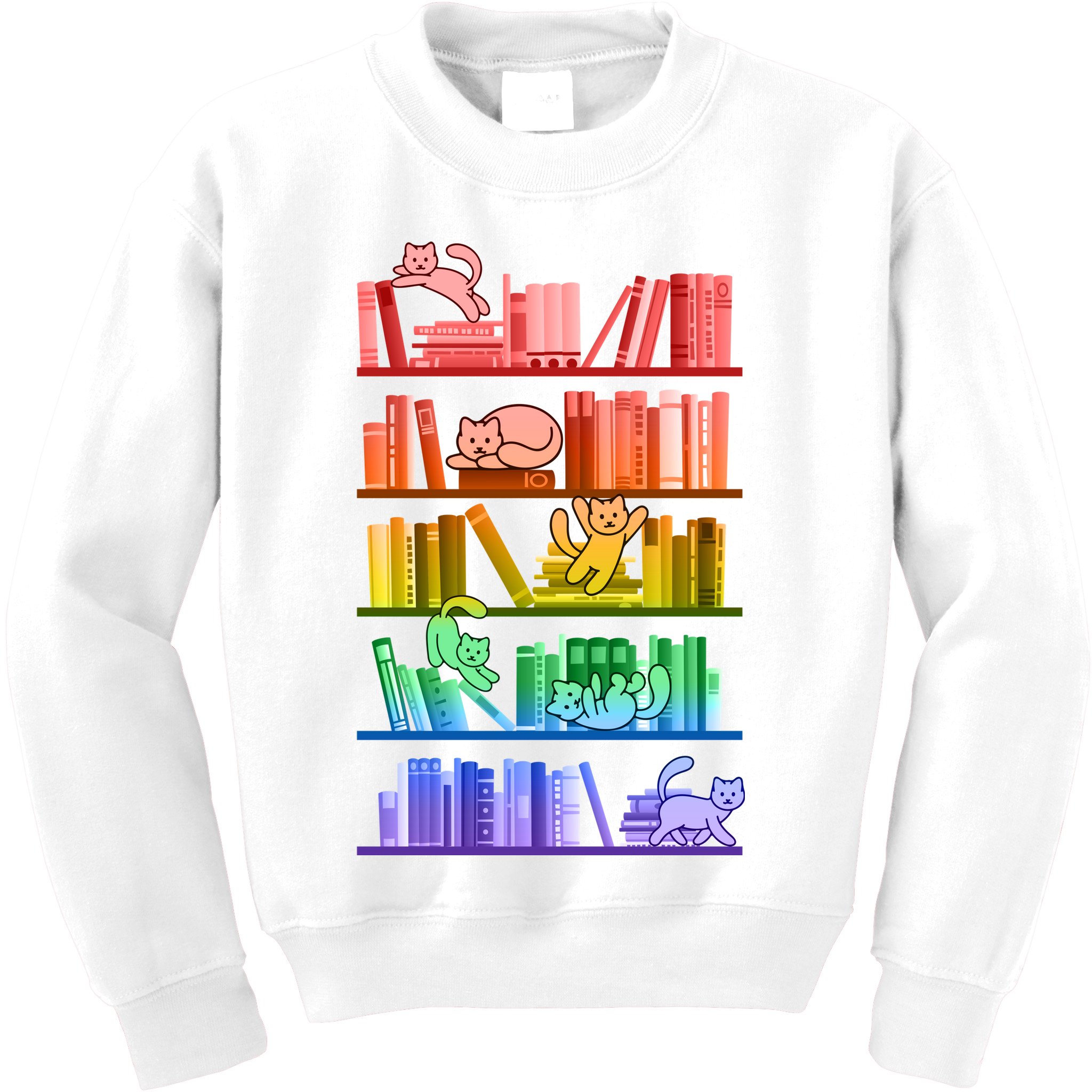 Funny Colorful Rainbow Library Cats Kids Sweatshirt