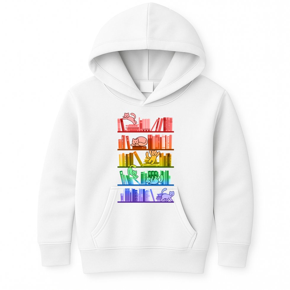 Funny Colorful Rainbow Library Cats Kids Hoodie