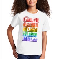 Funny Colorful Rainbow Library Cats Kids T-Shirt