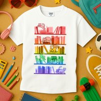 Funny Colorful Rainbow Library Cats Kids T-Shirt