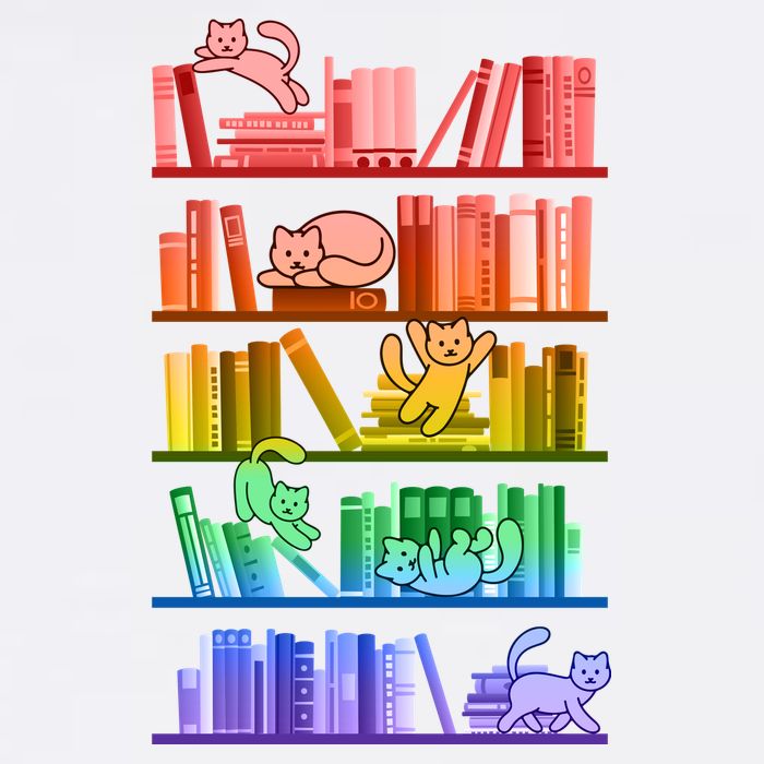 Funny Colorful Rainbow Library Cats Kids T-Shirt