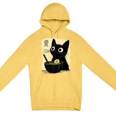 Funny Cat Ramen Graphic Japanese Kawaii Anime Cat Premium Pullover Hoodie