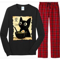 Funny Cat Ramen Graphic Japanese Kawaii Anime Cat Long Sleeve Pajama Set