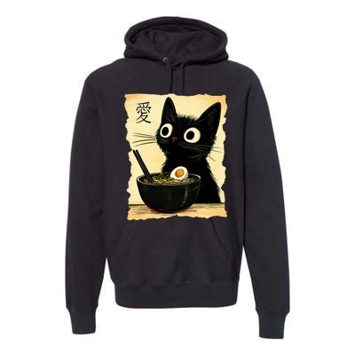 Funny Cat Ramen Graphic Japanese Kawaii Anime Cat Premium Hoodie