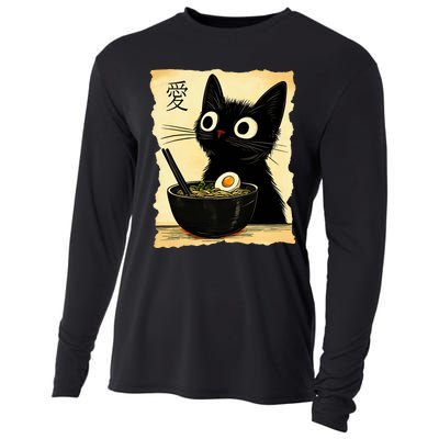 Funny Cat Ramen Graphic Japanese Kawaii Anime Cat Cooling Performance Long Sleeve Crew