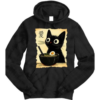 Funny Cat Ramen Graphic Japanese Kawaii Anime Cat Tie Dye Hoodie