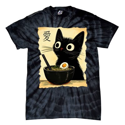 Funny Cat Ramen Graphic Japanese Kawaii Anime Cat Tie-Dye T-Shirt