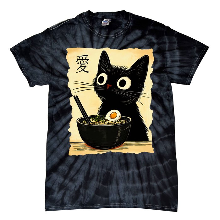 Funny Cat Ramen Graphic Japanese Kawaii Anime Cat Tie-Dye T-Shirt