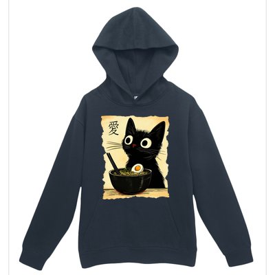 Funny Cat Ramen Graphic Japanese Kawaii Anime Cat Urban Pullover Hoodie