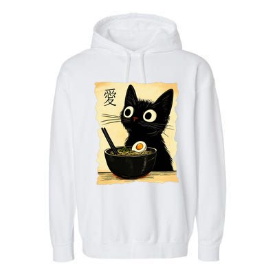 Funny Cat Ramen Graphic Japanese Kawaii Anime Cat Garment-Dyed Fleece Hoodie