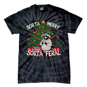 Funny Christmas Raccoon Sorta Merry Sorta Santa Feral Xmas Tie-Dye T-Shirt