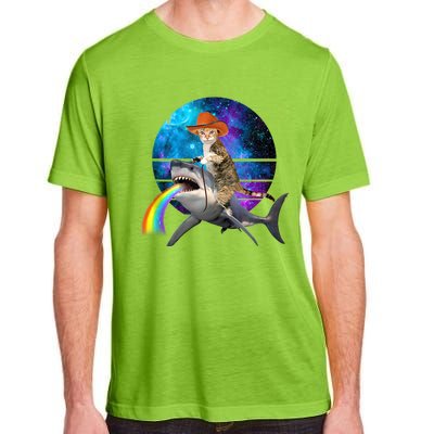 Funny Cat Riding Shark Puking Rainbow Galaxy Space Humor Pun Ank Op Adult ChromaSoft Performance T-Shirt