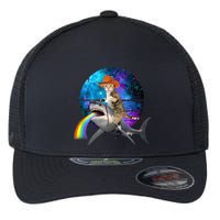 Funny Cat Riding Shark Puking Rainbow Galaxy Space Humor Pun Ank Op Flexfit Unipanel Trucker Cap
